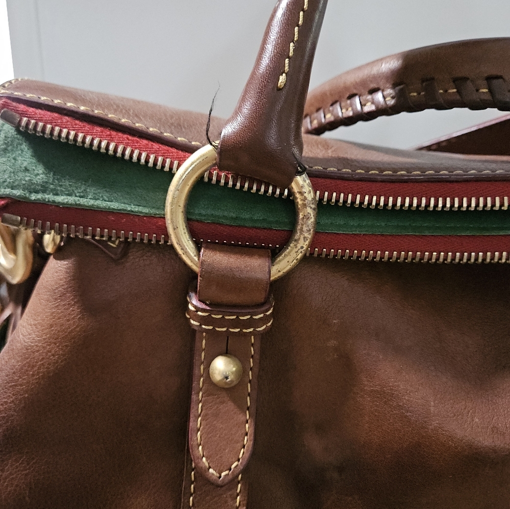 Dooney and Bourke Large chestnut florentine leather satchel with tassels - Picture 11 of 13